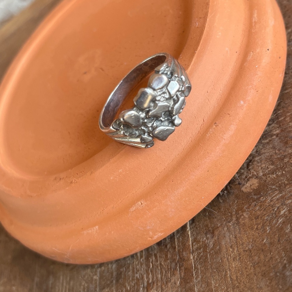 925 Sterling Silver Nugget Men’s Or Women’s Ring